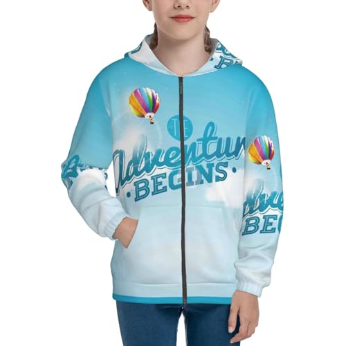 The Travel Adventure Begins Kids Pullover Hoodies Boys Zip Up Sweatshirts Girls Athletic Clothes with Pocket3