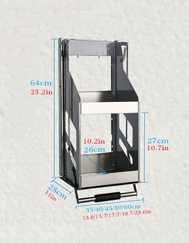 Heavy-Duty 2-Tier Pull Down Shelf for Upper Cabinets, Space-Saving Folding Organizer, Convenient Wall-Mounted Storage Solution (60cm Cabinet H 62cm)
