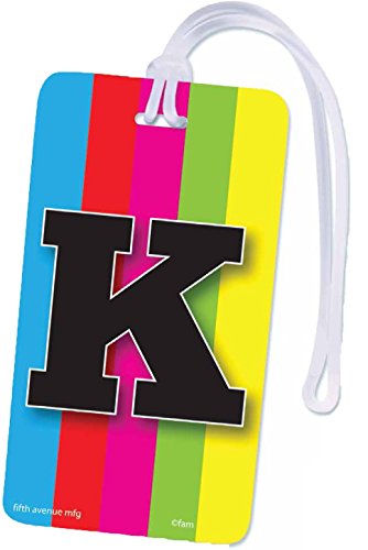 Initial Luggage Tag Letter K Personalized ID Tag Colorful TV Test Pattern Design (K)