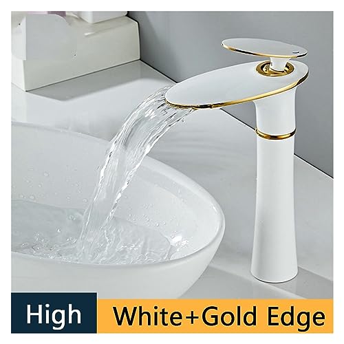 Robinet de lavabo anti-éclaboussure avec sortie cascade en cuivre - 4