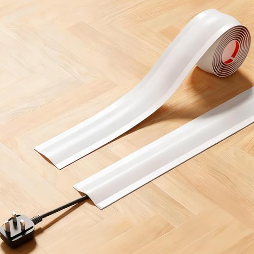 Cache-câbles flexible - 4 m - Blanc - Autocollant - Gestion des câbles - Pour les murs, les sols, les maisons, les bureaux, les garages