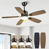 Ventilador De Techo Con Luz De 42 Pulgadas/107 Cm, Abanico De Techo Con Luz Y Control Remoto, Lampara Ventilador De Techo...