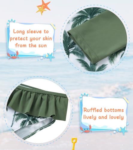Image of UNIFACO Toddler Girls Swimsuit Rashguard Set Summer Beach Breathable Tankini with UPF 50+ Sun Protection 2-8T