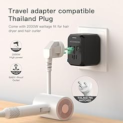 Worldwide Universal Travel Adapter with PD20W 2 USB 1 USB C and 1 AC Plug International Plug Adapter for Germany USA England