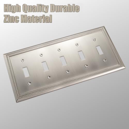 Image of Henne Bery Sunken Pearls Heavy Duty Decorative Wall Plate Switch Plate Outlet Cover (5-Gang Toggle, Satin Nickel)