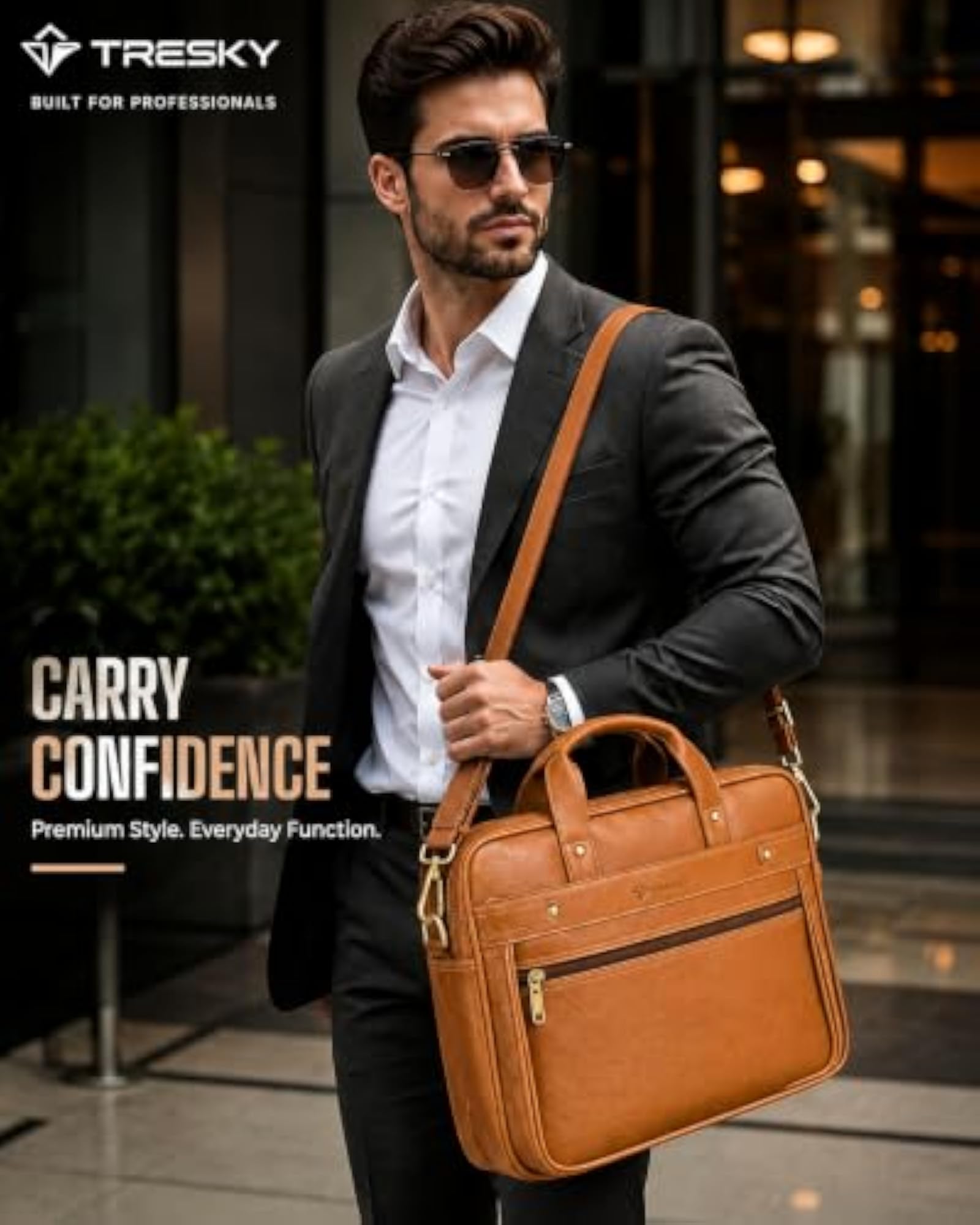 Men's Black PU Leather Crossbody Messenger Bag