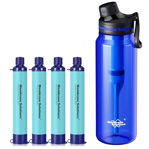 Membrane Solutions 36oz C3 ACF Filtered Water Bottle with 4 Packs Outdoor Water Filter Straw - image 1