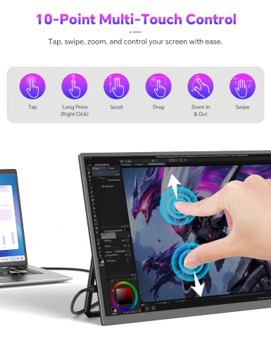 Image of 15.6 inch Portable Monitor Touchscreen, 1080P 10-Point Touch Portable Monitor
