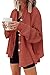 Yanekop Shackets for Women 2025 Waffle Knit Tops Long Sleeve Button Down Shirt Fall Jackets Outfits Corduroy Jacket(Brick Red,M)