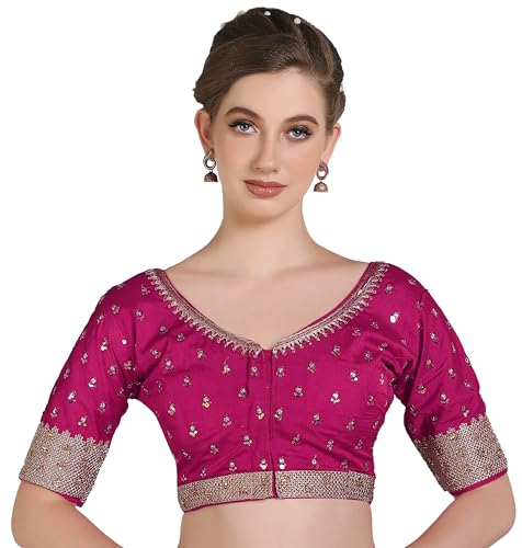 Chemisier en soie brodée Pujia Mills, haut chic col rond pour femme