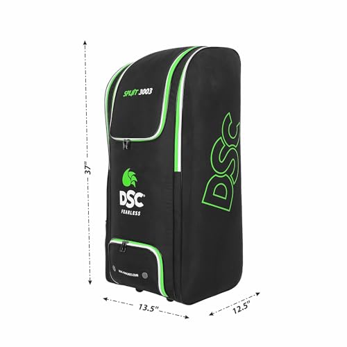 Image of DSC Spliit 3003 Cricket Duffle Kit Bag with Wheels - Large Capacity Sports Equipment Travel Bag for Players, Color - Black /Green