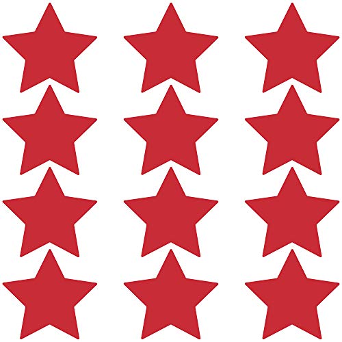LiteMark Removable Matte Finish Red 4 Inch Star Decal Stickers, for Floors, Walls, Laptops, and Smooth Surfaces, (Pack of 12 Stars)