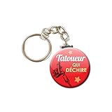 Porte Clés Chaînette 3,8 centimètre Tatoueur qui déchire Idée Cadeau Accessoire Anniversaire Noël Remerciement Fête Loisir