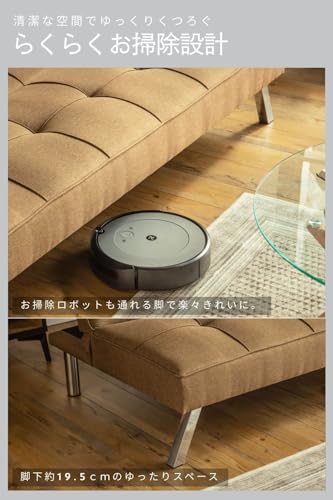 MODUMODU ソファ ソファベッド 幅167 ブルー ベッド 来客用 アームレス デザイナーズ コンパクト シンプル キルティング くつろぐ 癒し 省スペース マンション ワンルーム 一人暮らし ひとり暮らし カップル ファブリック ソファ ルンバブル [4]