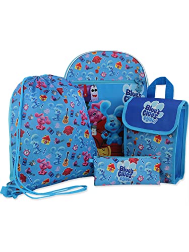 Nickelodeon Blues Clues & You Boys Girls 16 Backpack 5 piece School Set (One Size Blue)