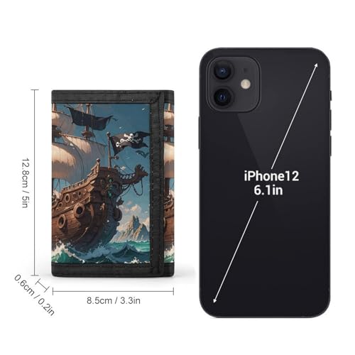 Fantasy Pirate Ship Trifold Wallet Coin Purse With 8 Card Slots Credit Card Holder Divided Billfold Wallet2