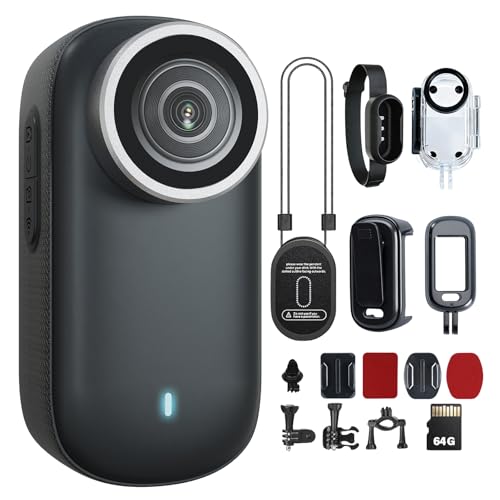 Image of shenghuo 4K Mini Action Camera 64GB Thumb POV Portable Body Cam Wearable Video Recorder with IPX7 Waterproof（Black）