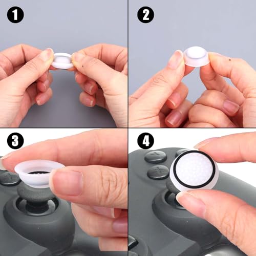 Image of 4pcs Thumb Grips, Full Protection Anti-Slip Anti-Scratch Anti-Fingerprint Protective Cover Thumb Joystick Cap Compatible with Xbox Series X /S Xbox One Switch Pro Controller(White)