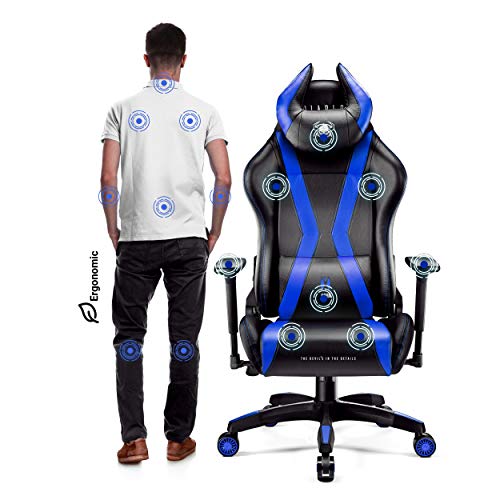 Diablo-X-Horn-Silla-Gaming-Oficina-Gamer-Apoyabrazos-3D-Cojin-Ajustable-Diseno-Ergonomico-Cuero-Sintetico-Funcion-de-Inclinacion-Negro-Azul-Normal