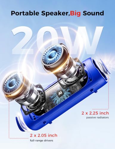 Image of Bluetooth Speaker, 20W HD Sound, Portable Wireless, IPX5 Waterproof, Up to 24H Playtime, TWS Pairing, for Home /Party /Outdoor /Camping /Beach Essentials, Electronic Gadgets, Birthday Gift (Blue)