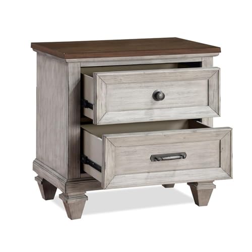 New Classic Furniture Mariana Wood 2-Drawer Nightstand with USB Ports, Vintage Crème by New Classic Home Furnishings - Image 3