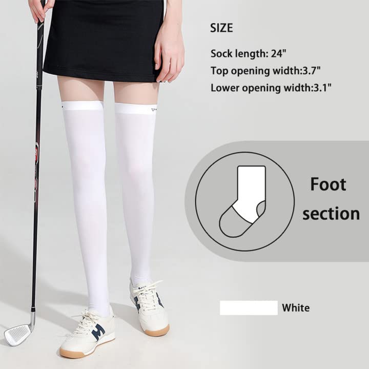 DAISHA Summer Sun Protection Golf Socks UPF 50+,Ice Silk Breathable Cool Long Thigh High Socks for School,Daily Wear,Cosplay.2