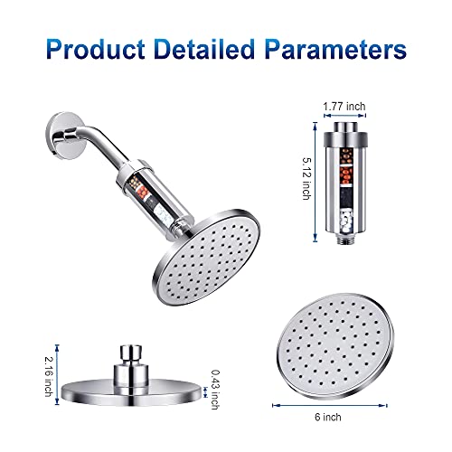 Reinvigu 6 Inch Rain Filtered Shower Head With High Pressure Rainfall Spray For Hard Water And Softener Shower Head With Filters Quickly Improve Chlorine… #TOP3