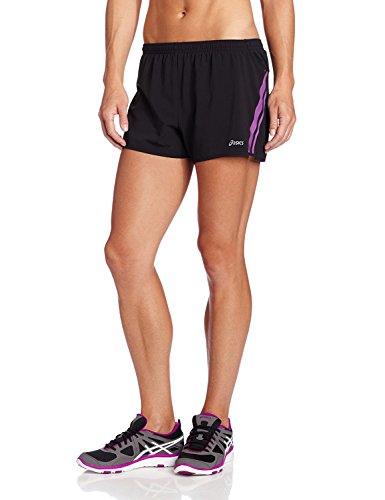ASICS Women's 2-N-1 Shorty Shorts, Black/Purple Pop, X-Large