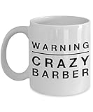 HollyWood & Twine Funny Barber Coffe Mug - Warning Crazy Barber Ceramic Coffee Cup Gift for Barber