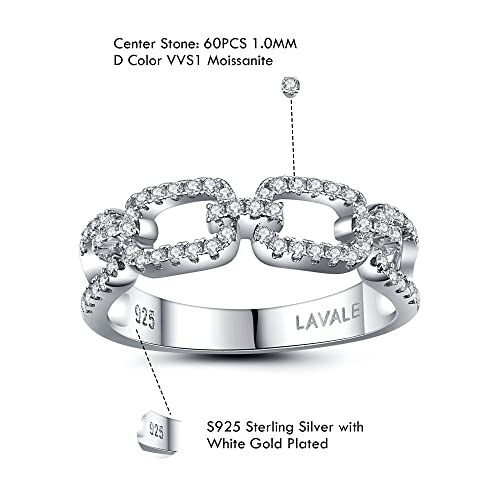 LAVALE Moissanite Wedding Band for Women,Twist Link D Color VVS1 Lab Created Diamond Rings,Half Eternity Stackable Band Ring,S925 Sterling Silver Chain Link Ring2