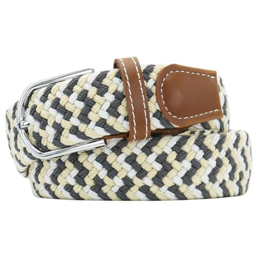 Image of Multicolored Elastic Woven Golf Belts Casual Braided Stretch Belt for Men and Women
