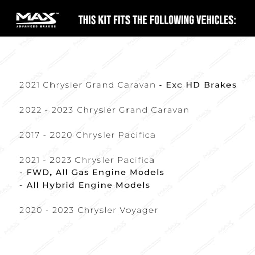 Image of Max Advanced Brakes Rear Brake Kit Compatible With 2019 2020 2021 2022 2023 Chrysler Grand Caravan Pacifica Voyager Replacement Premium OE Disc Brake Rotors and Ceramic Brake Pads