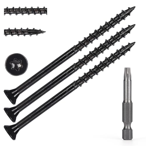 Image of Wood Screws #10 x 3-1 /2'', T25 Star Torx Drive Flat Head Deck Screws, Black, 58Pcs (1lb)
