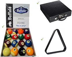 Jogo De Bolas Buffalo Sinuca Bilhar Snooker Brillhante Faixadas 54mm + Estojo Preto + Triângulo