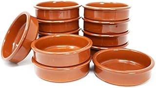 ToCi Set of 12 Tapas Bowls Brown Casserole Dish 175 ml Cazuela Bowl Clay Dessert Bowls Mediterranean Diameter 11.5 cm Traditional Earthenware from Spain