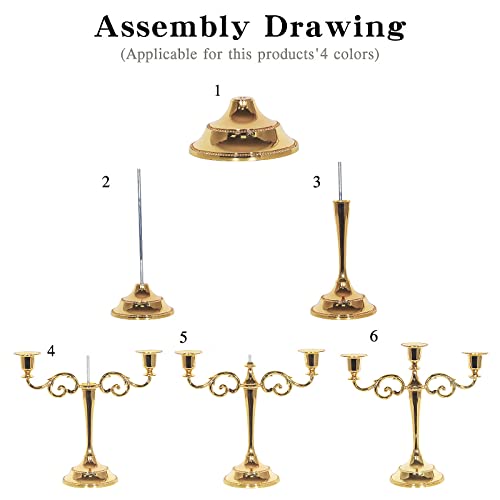 Sujun 3-Candle Metal Candelabra Candlestick Holders 10.6 Inch Tall Candle Holder Wedding Event Candelabra Candle Stand Gold #TOP3