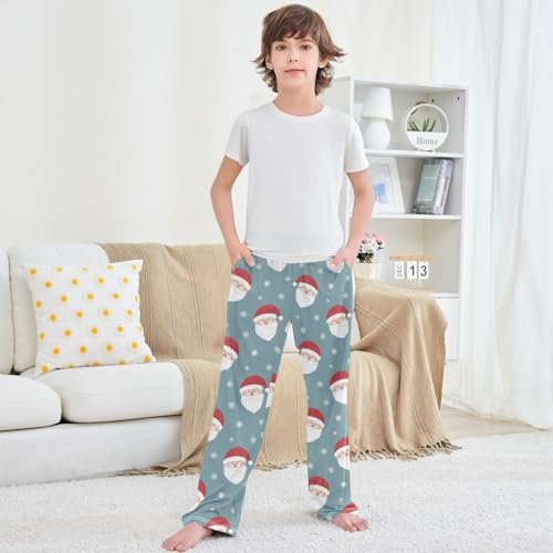 Boy's Lounge Pants Santa Claus Glass Snowflake Kids Jogger Pants Elastic Waist Long Bottoms with Pockets 6-14 Years 5
