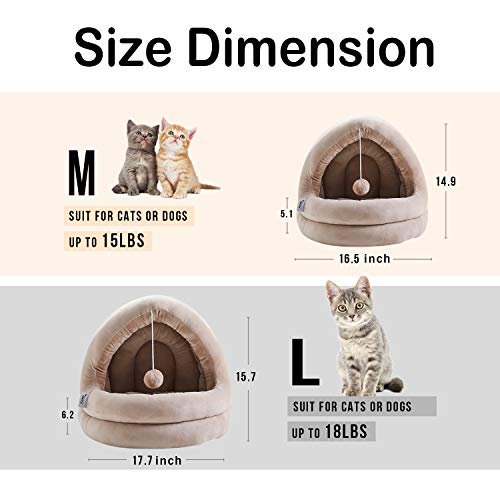 WESTERN HOME WH Pet Tent Cave Bed for Cats Small Dogs, 2-in-1 Cat Tent Kitten Bed Cat Hut with Removable Washable, Cat… - Image 4