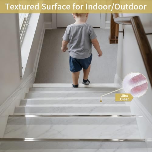 Image of Clear Anti Slip Tape for Stairs & Bathtubs, 4 inch x50FT Non-Skid Transparent Grip Tape - Soft PVC Safety Traction for Bare Feet, Pool Decks, Boats, Shower Floors