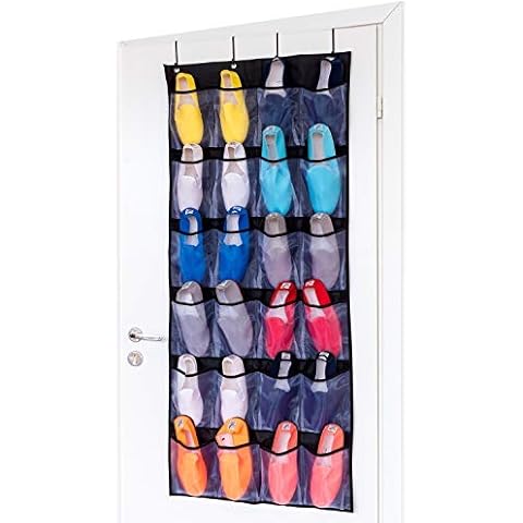 Tatkraft Place Over The Door Pocket Organizer, 24 Strong Nylon Pockets, Suitable for Shoes, Cosmetics etc. Easy to Install Cover
