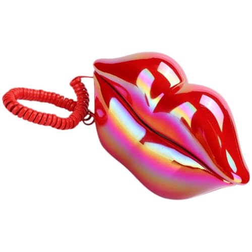 NUOBESTY Red Mouth Landline Telephone Red Lip Wired Phone Lip Shaped Corded Landline Phone for Home Hotel Office Desk Decor