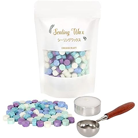 200 Pcs Sealing Wax Beads Kit Gold, Octagon Envelope Seal Beads with 1 Pcs Melting Spoon and 1 Pcs Tea Candle for Stamp Letter Sealing, Wedding Invitation (Light Gold) Cover