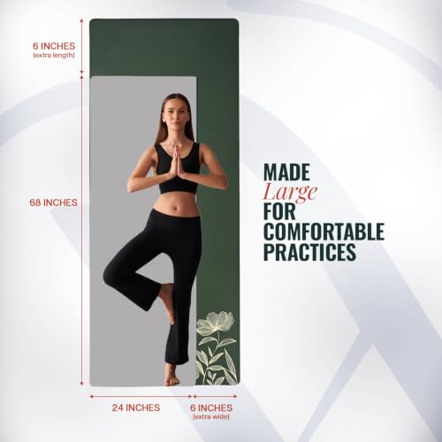Image of WiseLife Grande XL 6 MM TPE Yoga Mat for Men & Women | Extra Thick, Long & Wide Premium Exercise Mat with Yoga Strap | Anti-Slip & Anti-Tear Ideal for Yoga, Pilates, Home Workouts & Gym Use (Green)