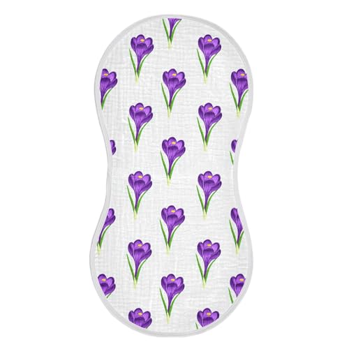 1 Pack Purple Flowers Muslin Burp Cloths Cotton Absorbent Baby Burping Rags for Boys Girls Soft Newborn Burp Bibs, 22 x 11 Inch