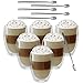 GoMaihe Latte Macchiato Doppelwandige Gläser 350ml 6er Set und 6 Löffel, Cappuccino Tassen Eiskaffee Becher Kaffeetasse Teegläser Thermogläser Doppelwandig, Kaffeegläser Coffee Cup Mokkatassen