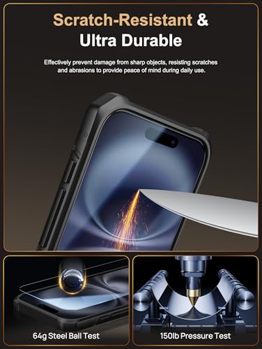 Image of Vihibii for iPhone 16 Plus Case with [2X Screen Protector], Built-in Card Holder (4 Cards), [RFID Blocking] & Slide Camera Cover & Tempered Glass Films, Rugged Wallet Case for 16 Plus 6.7 inch 2024, Black