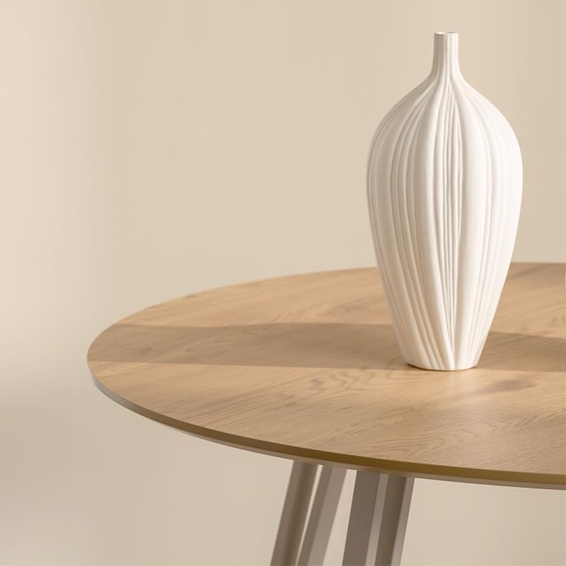 HOMEFAITH Tables Modern Minimalist Small Round Wooden Table with Lightweight Metal Legs