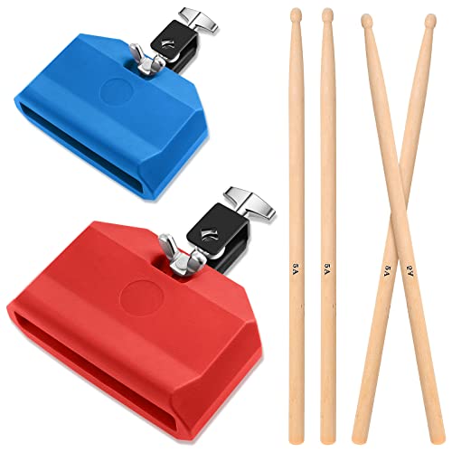 Boao 6 Pieces Drum Jam Block Musical Percussion Block with Maple Sticks 5a Adjustable Mount Bracket Plastic Percussion Instruments for Latin Drum