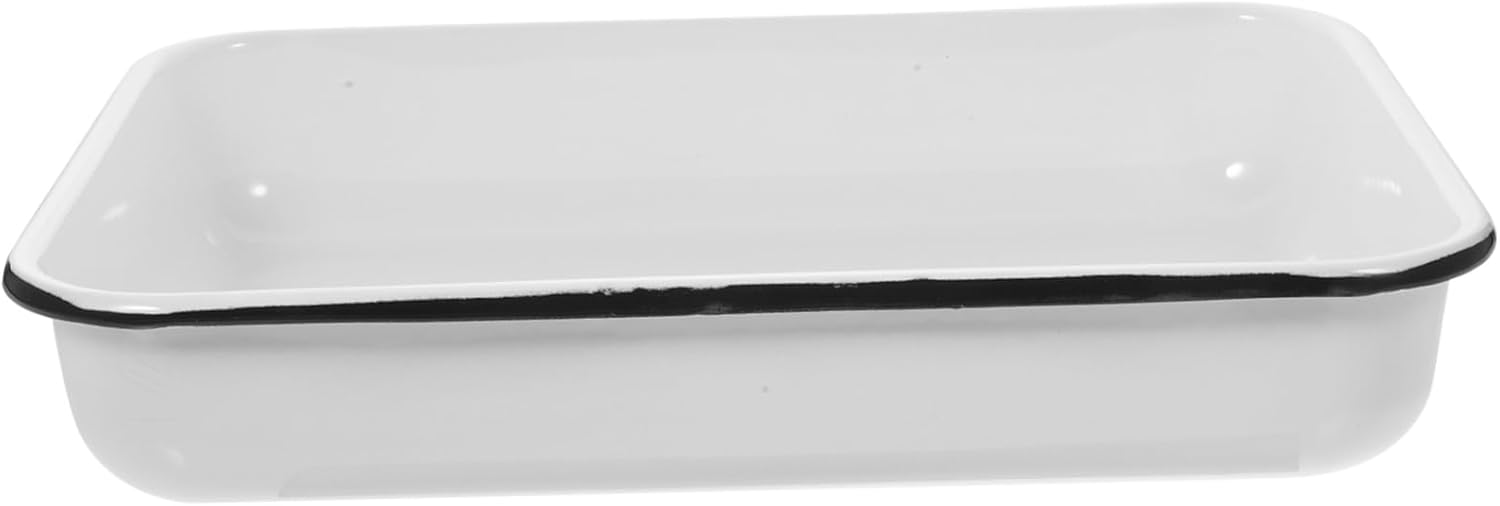 Cabilock Non-stick Enamel Baking Pan Heat Resistant Food Tray for Pancakes Multifunctional Storage Pan Bakeware