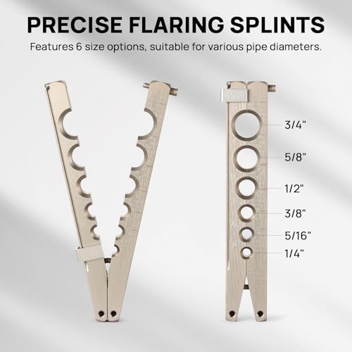 Image of TURBRO HVAC Flaring Tool for 1 /4 inch to 3 /4 inch Pipes | Eccentric Cone Type, Drill-compatible, or 45 Degree Single Flares, for Copper & Aluminum Pipes